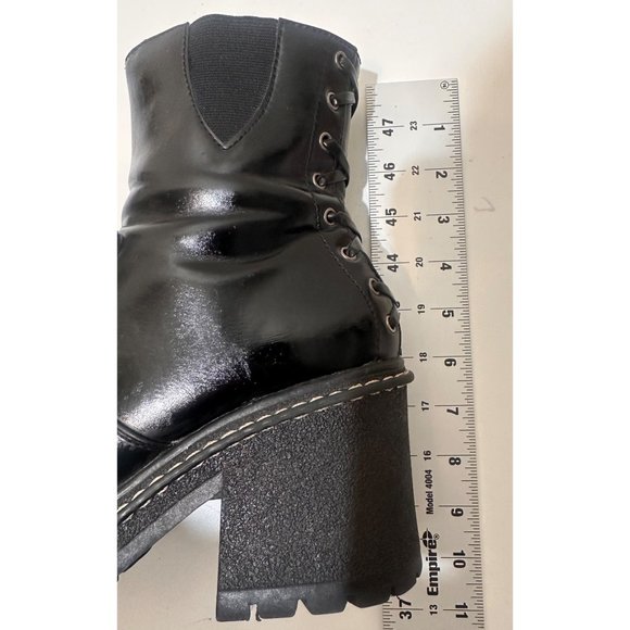 Lower East Side Chunky Platform Boots 9 Black Faux Leather Retro Ankle Boots - Picture 14 of 16